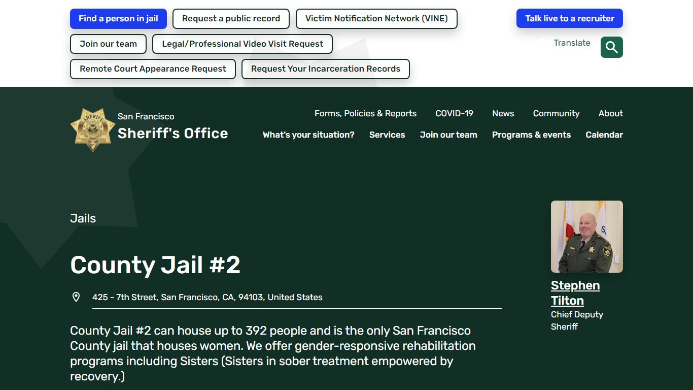 County Jail #2 | San Francisco Sheriff's Department